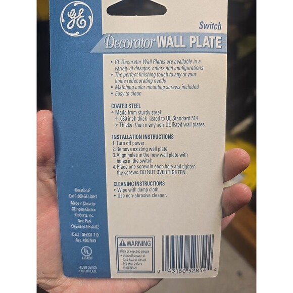 Vtg Lot of 5 GE Decorator Wall Plates Switch Cover Coated Steel Wood Grain - Picture 4 of 5